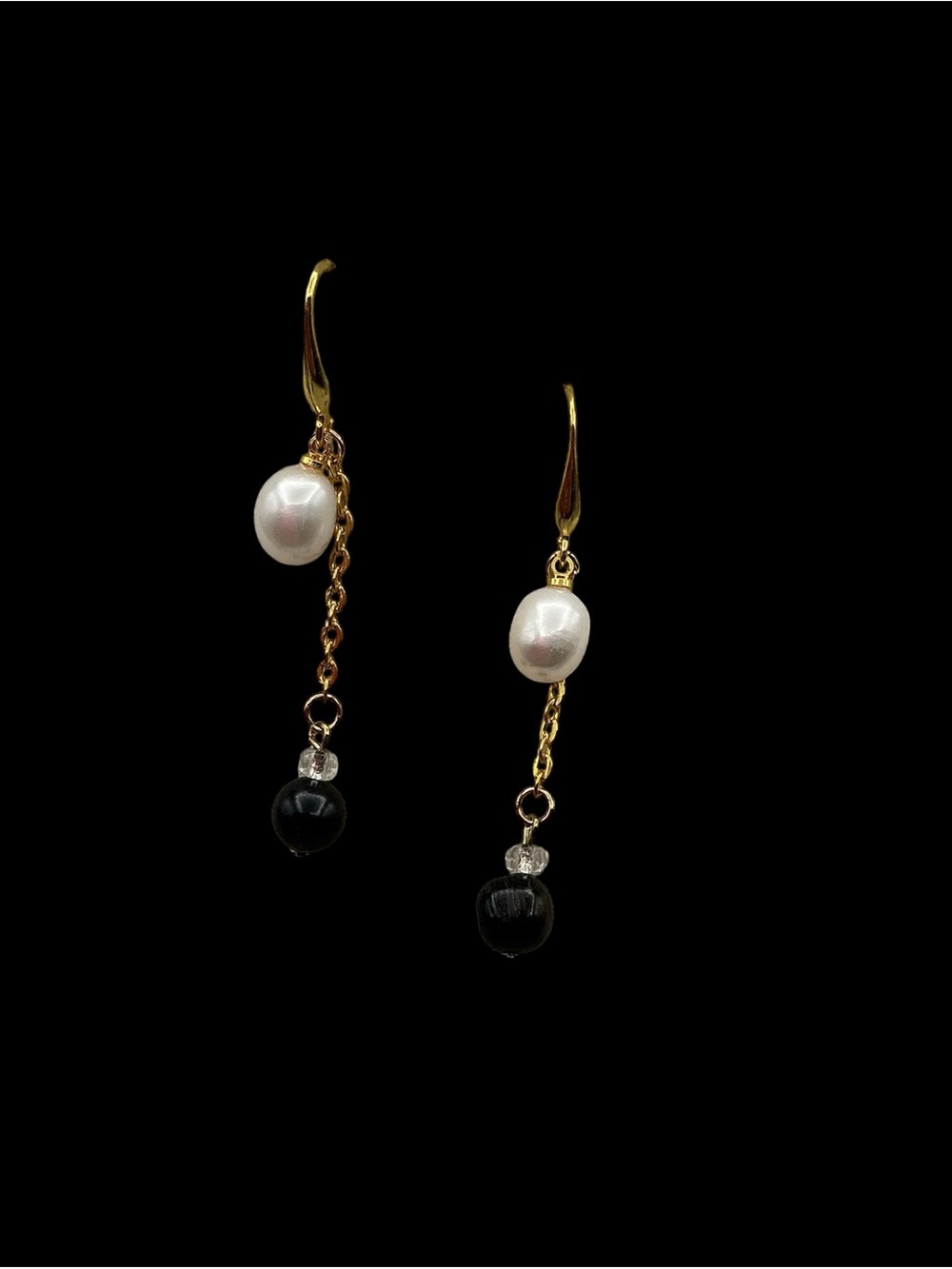 Gold Plated Chain Pearl Drop Earrings
